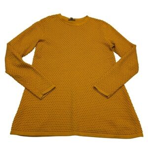 COS Sweater Womens X Small Yellow Raised Stitch Jumper Textured Crew Neck Cotton